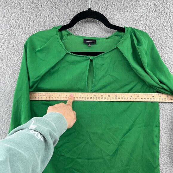 Who What Wear Balloon Long Sleeve Keyhole Blouse Kelly Green Sz Small - Picture 6 of 11